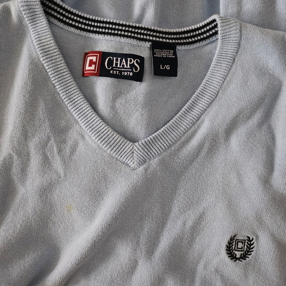 Chaps Men's Blue Sleeveless Sweater Vest - Size  L - New Light Blue Sky Blue - Picture 4 of 4